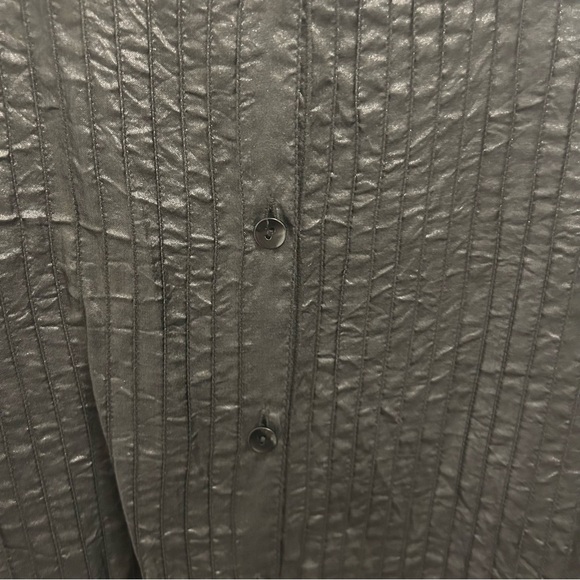 Eileen Fisher Silk Button Down Tunic small black gray - Picture 4 of 10